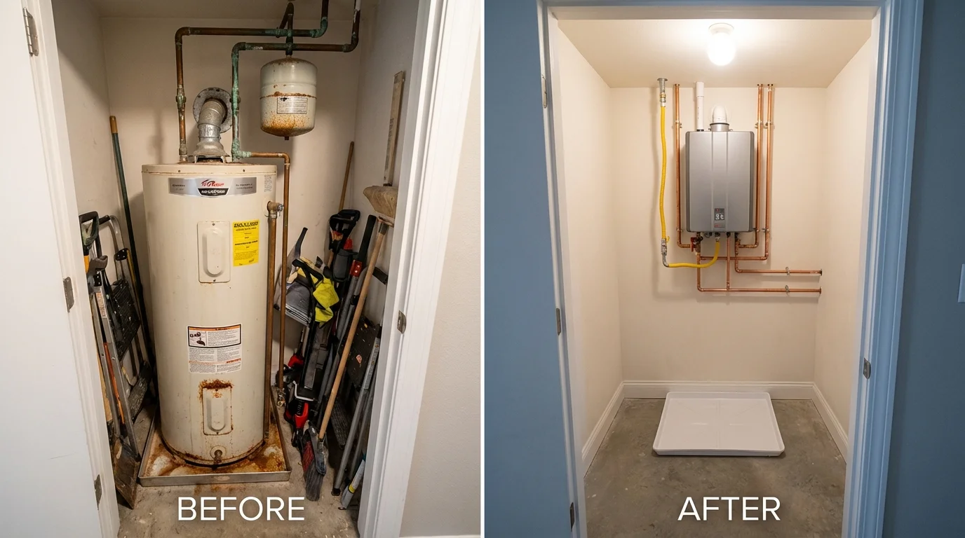 Tank water heater versus wall-mounted tankless unit comparison for Quincy, FL homeowners